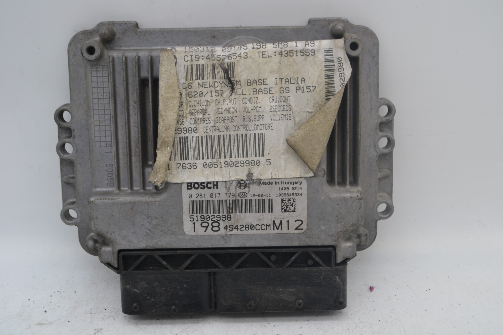 Centralina ECU Fiat Bravo Dal 2007 al 2014 Cod 51902998/ 0281017779  1658733265242