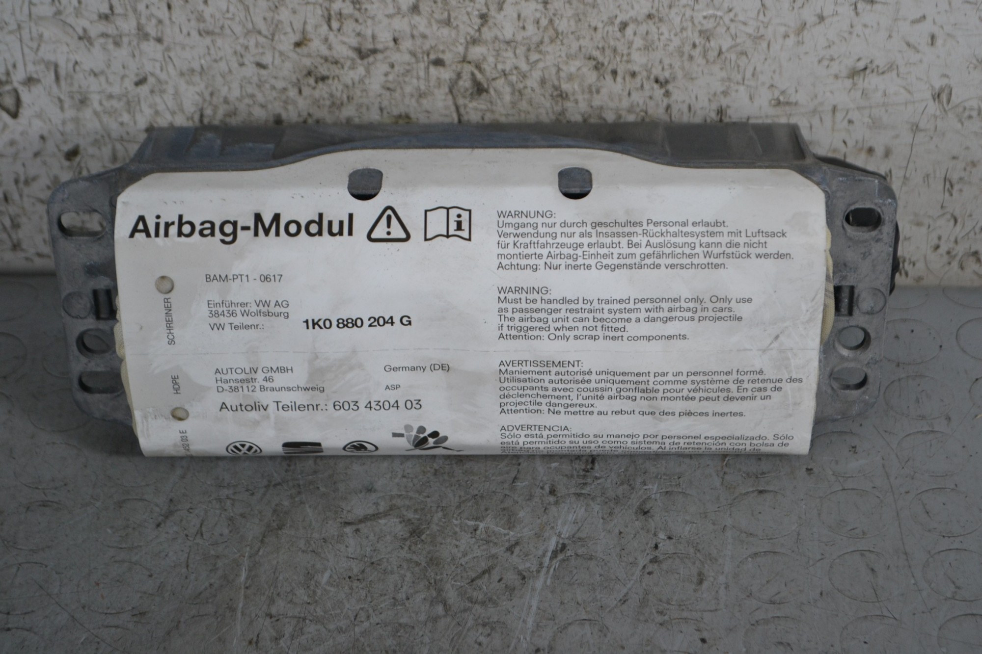 Airbag passeggero Volkswagen Golf V Dal 2003 al 2008 Cod 26034305  1686552969515
