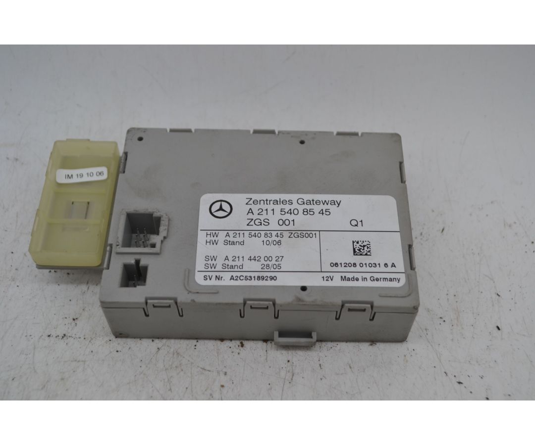 Centralina modulo Gateway Mercedes Classe E W211 Dal 2006 al 2009 Cod A2115408545  1713263030224