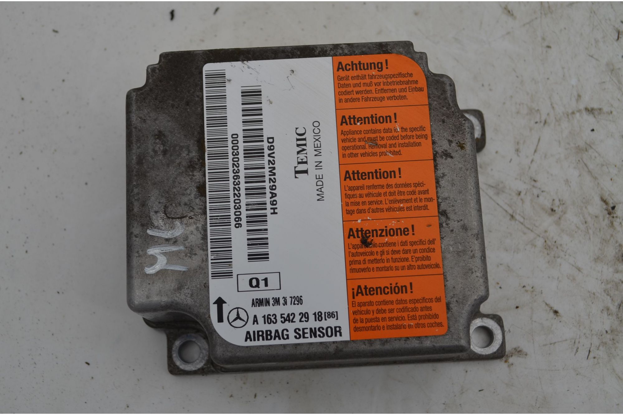 Centralina Airbag Mercedes Classe ML W163 Dal 1997 al 2005 Cod 1635422918  1747032682888