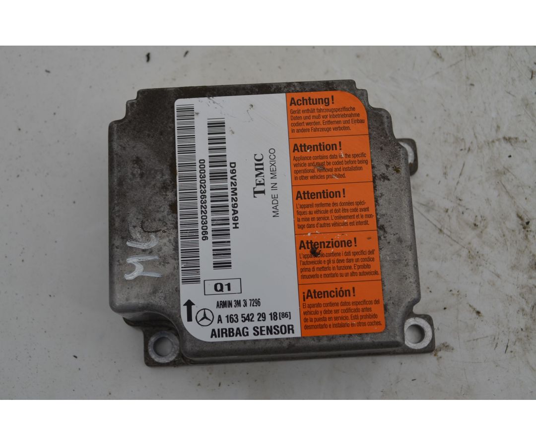 Centralina Airbag Mercedes Classe ML W163 Dal 1997 al 2005 Cod 1635422918 1747032682888 Centralina Airbag Mercedes Classe ML W163 Dal 1997 al 2005 Cod 1635422918 1747032682888